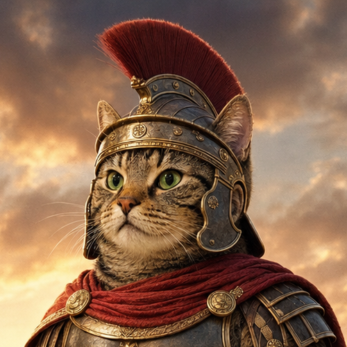 EMPEROR CATEUS MAXIMUS, emperor cat in Roman armor